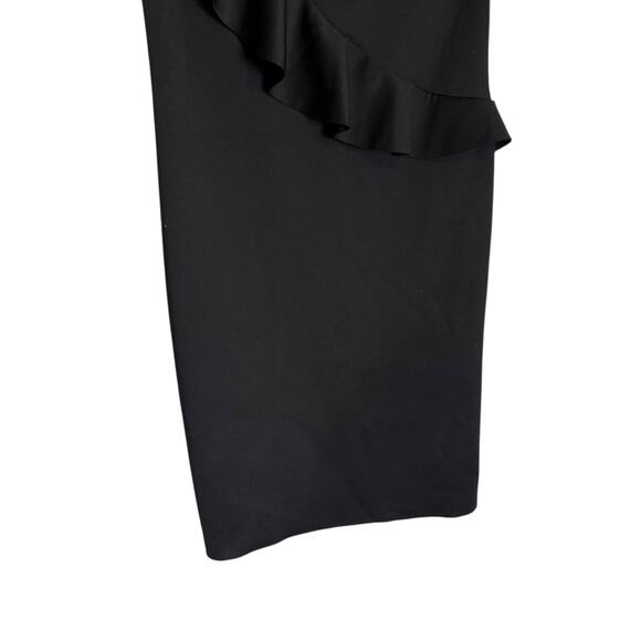 Antonia Melani Black Sleeveless Ruffled One Shoulder Bodycon Mini Dress Small - Picture 3 of 6